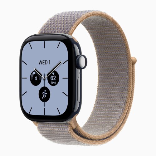 Apple Watch Series 12 46mm, Night Blue Ceramic Case with Sport Loop - Chambray Blue