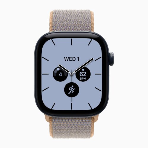 Apple Watch Series 12 46mm, Night Blue Ceramic Case with Sport Loop - Chambray Blue