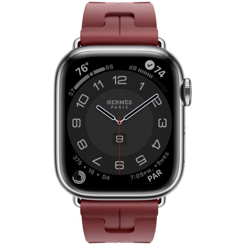 Apple Watch Hermes Series 10 46mm, спортивный ремешок Kilim красный