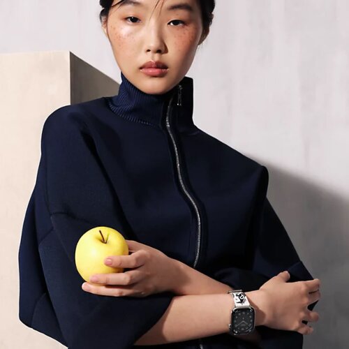 Apple Watch Hermes Series 12 42mm, классический белый ремешок (принт лошади)