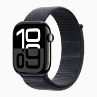 Apple Watch Series 10 42mm, Jet Black Aluminum Case with Sport Loop - Ink