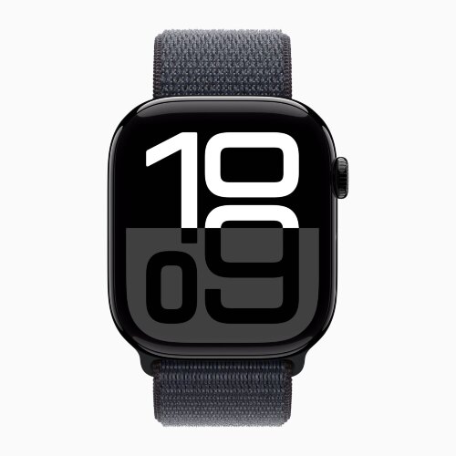 Apple Watch Series 10 42mm, Jet Black Aluminum Case with Sport Loop - Ink