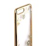 Чехол-накладка со стразами Swarovski для iPhone 8 Plus и 7 Plus- золотистый с белыми цветами