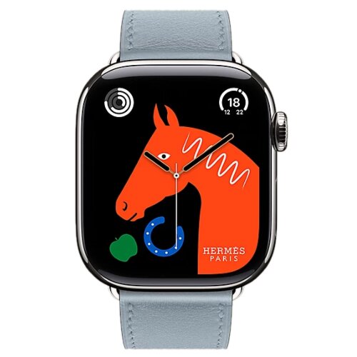 Apple Watch Hermes Series 11 42mm, классический светло-голубой ремешок