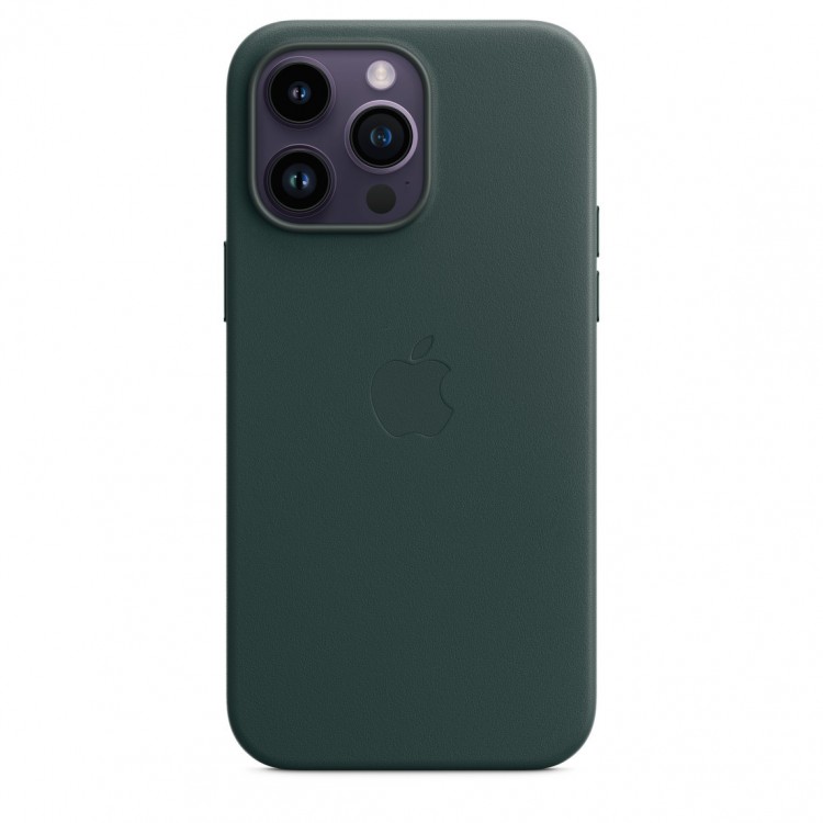 Кожаный чехол для iPhone 14 Pro Max с MagSafe - "Зеленый лес"