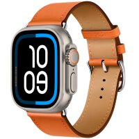 Apple Watch Ultra 3 Hermes 49mm, классический кожаный оранжевый ремешок
