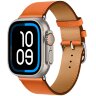 Apple Watch Ultra 3 Hermes 49mm, классический кожаный оранжевый ремешок