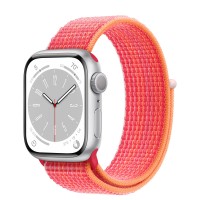 Apple Watch Series 8 41mm, Silver Aluminum Case with Sport Loop - Red