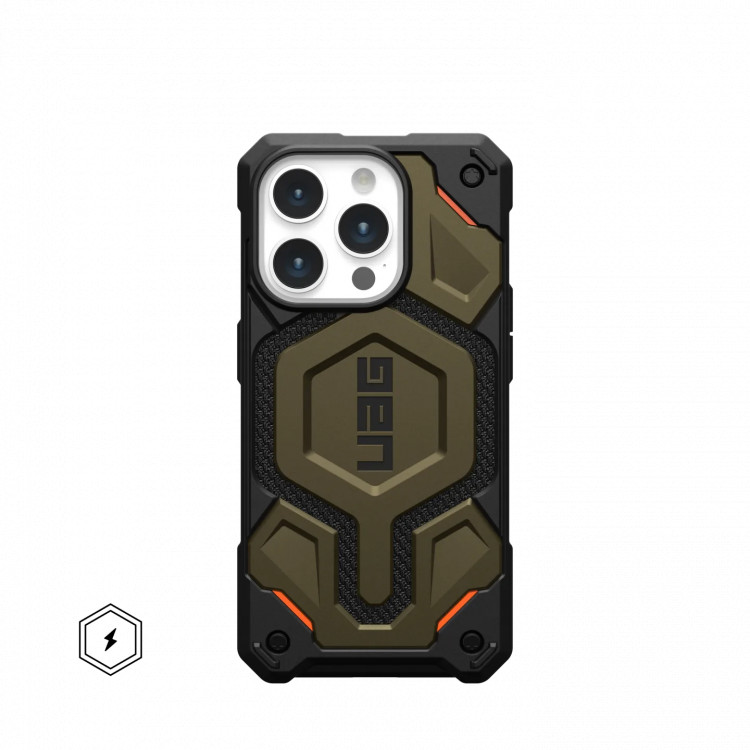 Защитный чехол Uag Monarch Pro Kevlar для iPhone 15 Pro с MagSafe - Кевлар зеленый (Kevlar Elemental Green)