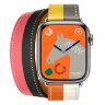 Apple Watch Hermes Series 9 45mm, двойной кожаный ремешок многоцветный