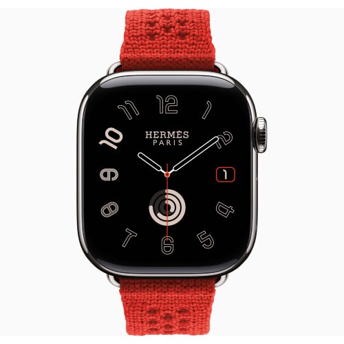 Apple Watch Hermes Series 12 42mm, ремешок из текстильного трикотажа красный