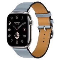 Apple Watch Hermes Series 11 46mm, классический светло-голубой ремешок