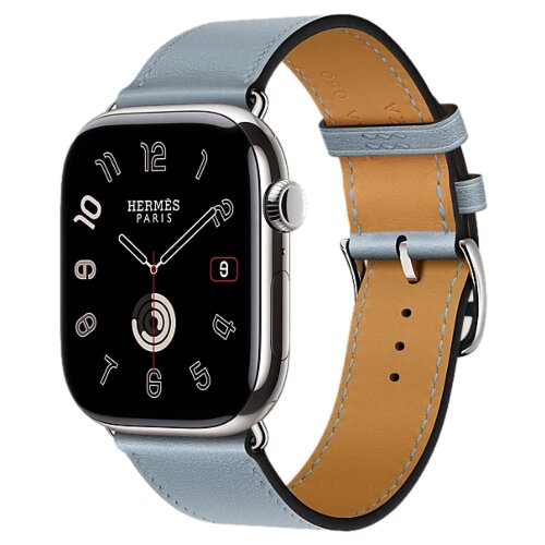 Apple Watch Hermes Series 11 46mm, классический светло-голубой ремешок
