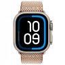 Apple Watch Ultra 3 Hermes 49mm, клетчатый ремешок из плетеного нейлона золотой с белым