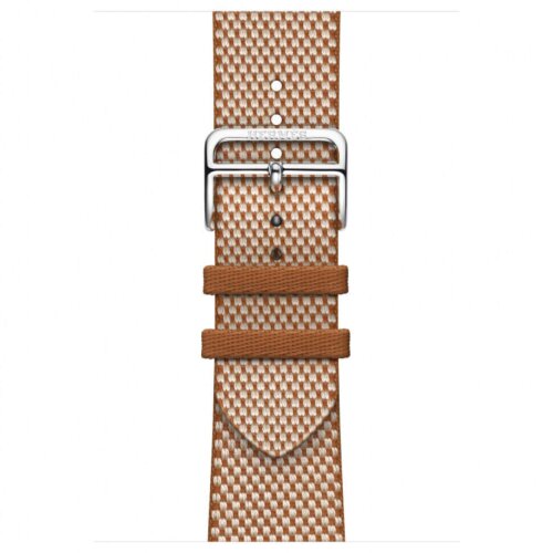 Apple Watch Ultra 3 Hermes 49mm, клетчатый ремешок из плетеного нейлона золотой с белым