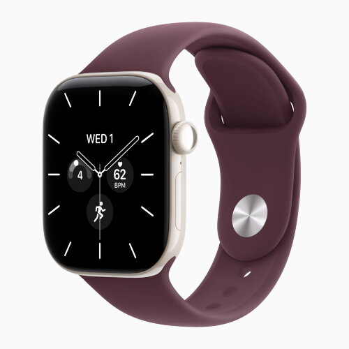 Apple Watch Series 12 42mm, Pearl White Ceramic Case with Sport Band - Burgundy