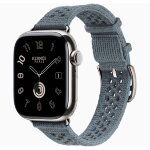 Apple Watch Hermes Series 12 42mm, ремешок из текстильного трикотажа сине-серый