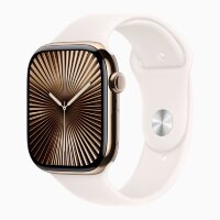 Apple Watch Series 10 46mm, Gold Titanium Case with Sport Band - Light Blush