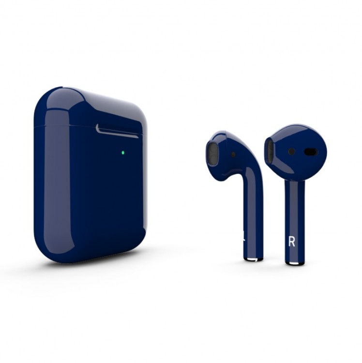 AirPods 2 синие глянцевые с беспроводным футляром (2019)