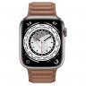 Apple Watch Series 7 45 мм Титановые, кожаный ремешок золотисто-коричневый