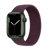 Apple Watch Series 7 41 мм, зеленый алюминий, плетеный монобраслет «Тёмная вишня»