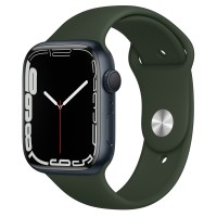 Apple Watch Series 7 45 мм, из алюминия «Тёмная ночь», спортивный ремешок «Кипрский зелёный»