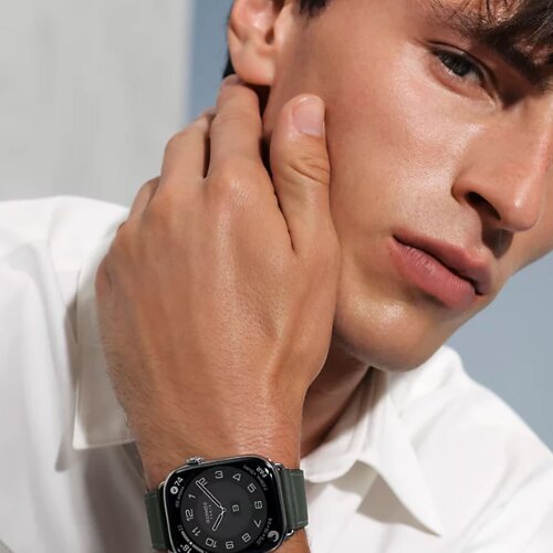 Apple Watch Hermes Series 11 46mm, классический темно-зеленый ремешок