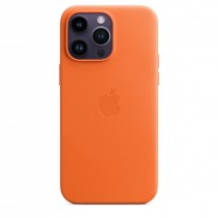 Кожаный чехол для iPhone 14 Pro Max с MagSafe - Оранжевый
