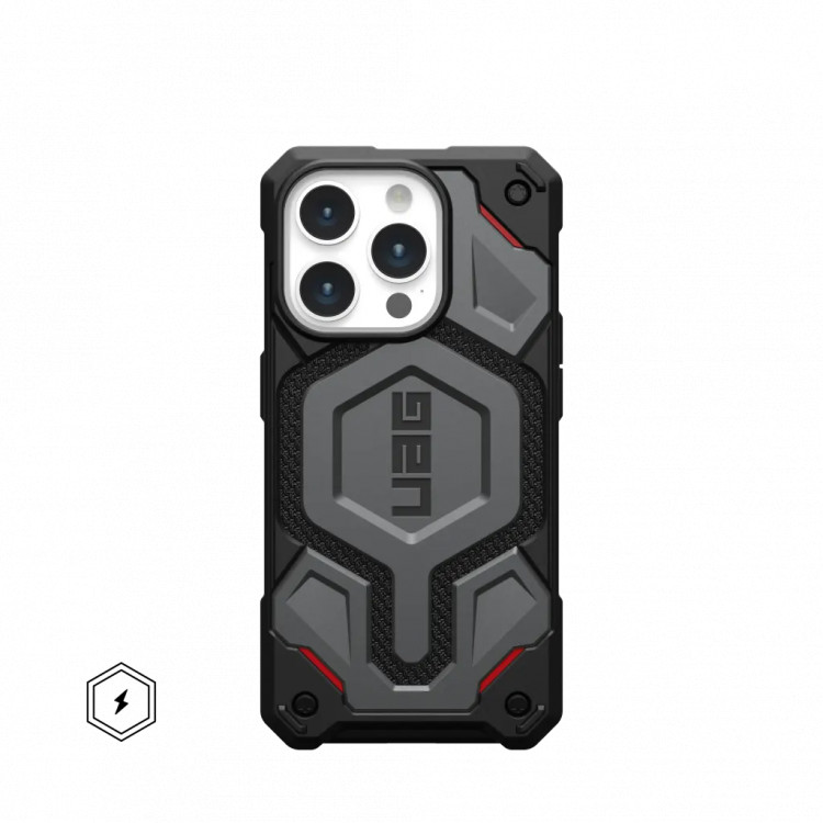 Защитный чехол Uag Monarch Pro Kevlar для iPhone 15 Pro с MagSafe - Кевлар серебро (Kevlar Silver)