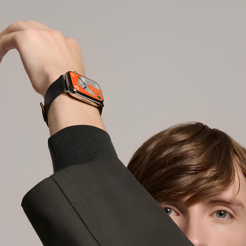 Apple Watch Hermes Series 9 45mm черный ремешок с раскладывающейся застежкой