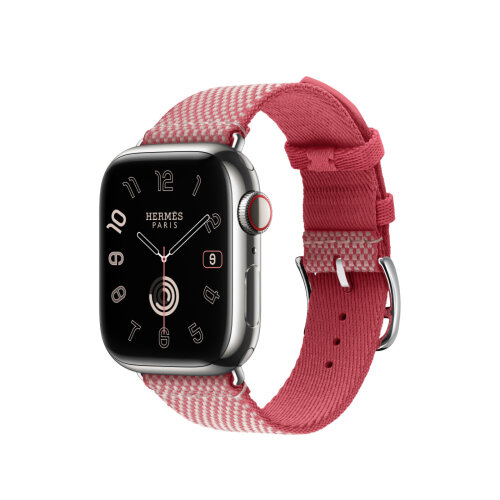 Ремешок Hermes для Apple Watch 42mm Toile H Single Tour - Розовый (Framboise/Écru)