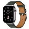 Apple Watch Hermes Series 12 42mm, классический кожаный темно-зеленый ремешок