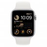 Apple Watch SE (2022) 44mm, Silver Aluminum Case with Sport Band - White