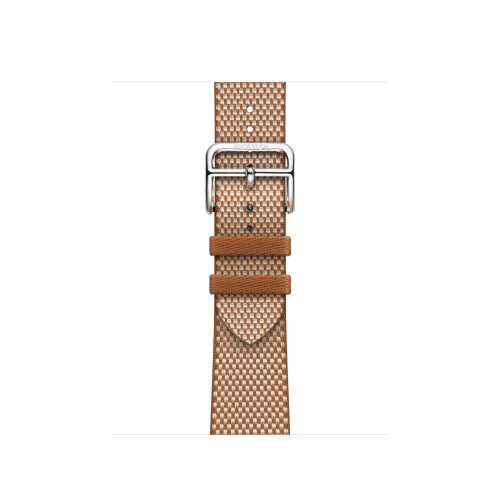 Ремешок Hermes для Apple Watch 42mm Toile H Single Tour - Золото/Слоновая кость (Gold/Ecru)
