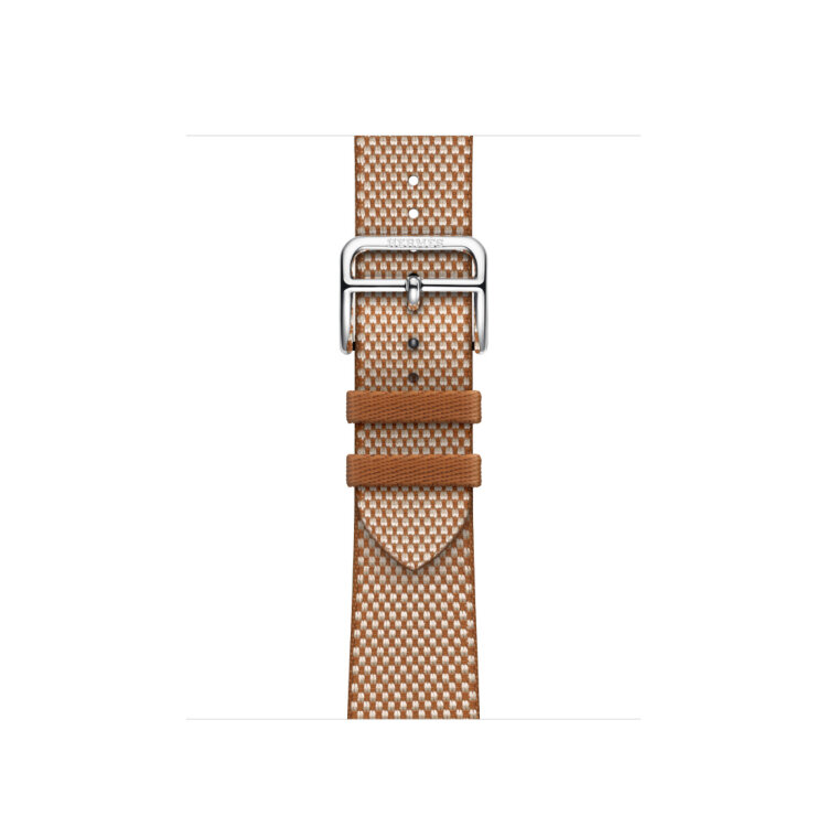 Ремешок Hermes для Apple Watch 42mm Toile H Single Tour - Золото/Слоновая кость (Gold/Ecru)