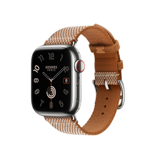 Ремешок Hermes для Apple Watch 42mm Toile H Single Tour - Золото/Слоновая кость (Gold/Ecru)