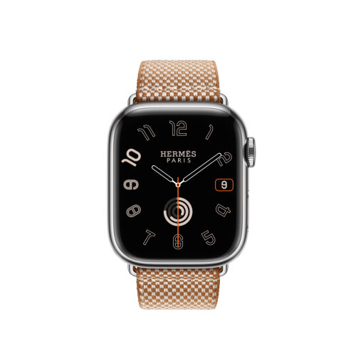 Ремешок Hermes для Apple Watch 42mm Toile H Single Tour - Золото/Слоновая кость (Gold/Ecru)