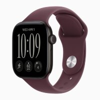 Apple Watch Series 12 46mm, Black Aluminum Case with Sport Band - Burgundy