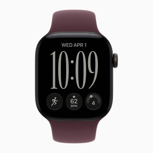 Apple Watch Series 12 46mm, Black Aluminum Case with Sport Band - Burgundy