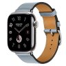 Apple Watch Hermes Series 12 42mm, классический кожаный светло-голубой ремешок