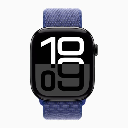 Apple Watch Series 10 42mm, Jet Black Aluminum Case with Sport Loop - Ultramarine