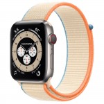 Apple Watch Edition Series 6 Titanium 44mm, спортивный браслет кремового цвета
