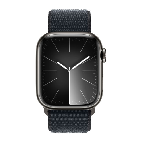 Apple Watch Series 9 41mm, Graphite Stainless Steel Case with Sport Loop - Midnight