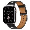 Apple Watch Hermes Series 12 42mm, классический кожаный черный ремешок с клепкой