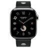 Apple Watch Hermes Series 12 42mm, классический кожаный черный ремешок с клепкой