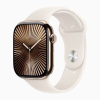 Apple Watch Series 10 46mm, Gold Titanium Case with Sport Band - Starlight