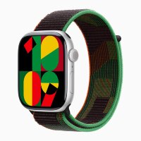 Apple Watch Series 10 42mm, Silver Aluminum Case with Sport Loop - Black Unity