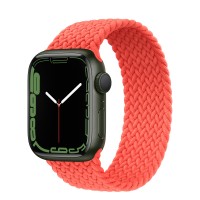 Apple Watch Series 7 41 мм, зеленый алюминий, плетеный монобраслет «Солнечный апельсин»