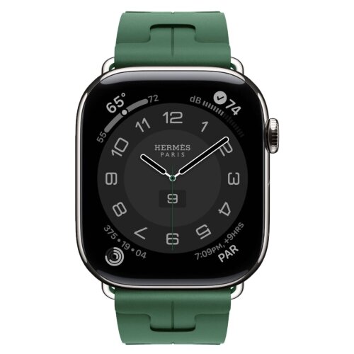 Apple Watch Hermes Series 11 46mm, спортивный ремешок Kilim зеленый