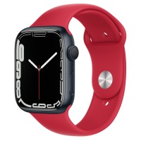 Apple Watch Series 7 45 мм, из алюминия «Тёмная ночь», спортивный ремешок Красный
